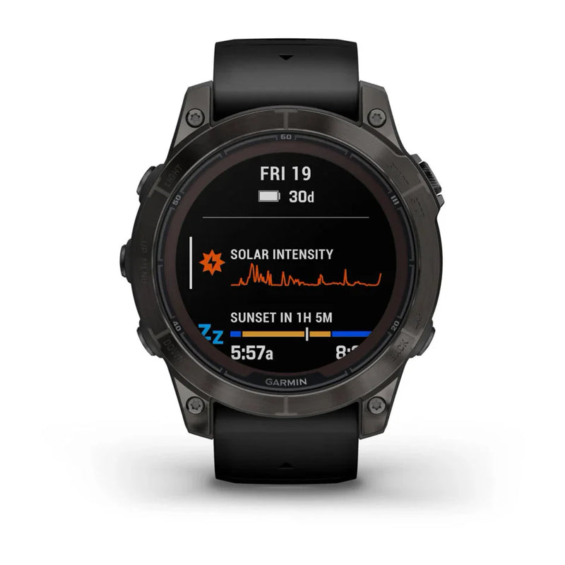 fenix® 7 Pro – Garmin Sapphire Solar, Carbon Gray DLC Titanium with Black Band - Rideshop