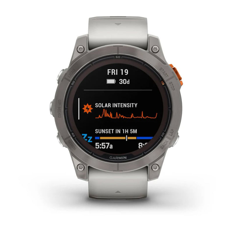 fenix® 7 Pro – Sapphire Solar, Titanium with Fog Gray/Ember Orange Band - Rideshop