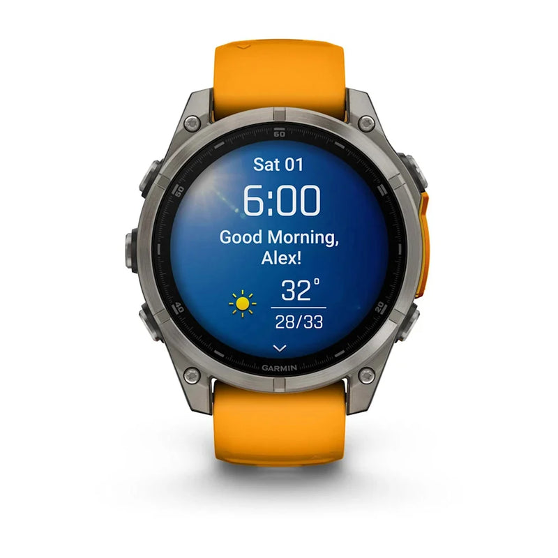 Smart Watch fēnix® 8 Garmin – 47mm Amoled Sapphire Spark Orange - Rideshop