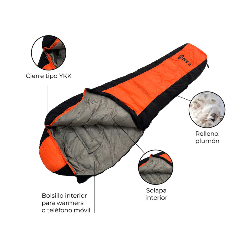 Kano Saco De Dormir 4 Estaciones Aconcagua Naranjo - Rideshop