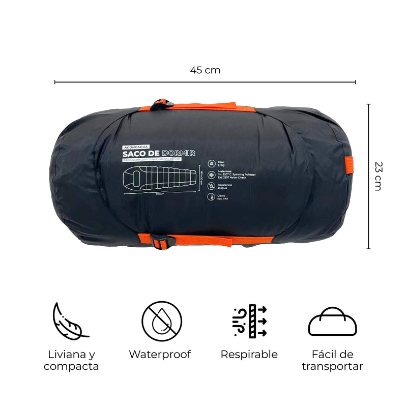 Kano Saco De Dormir 4 Estaciones Aconcagua Naranjo - Rideshop