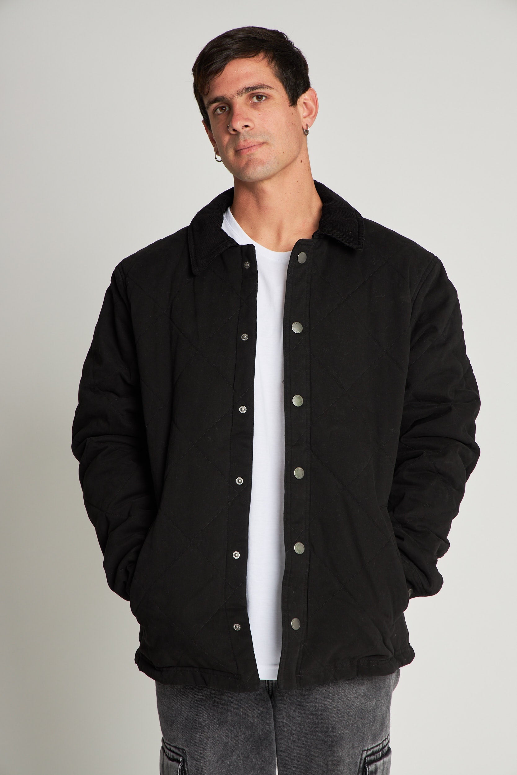 Chaqueta Negra Hombre Canvas Basket