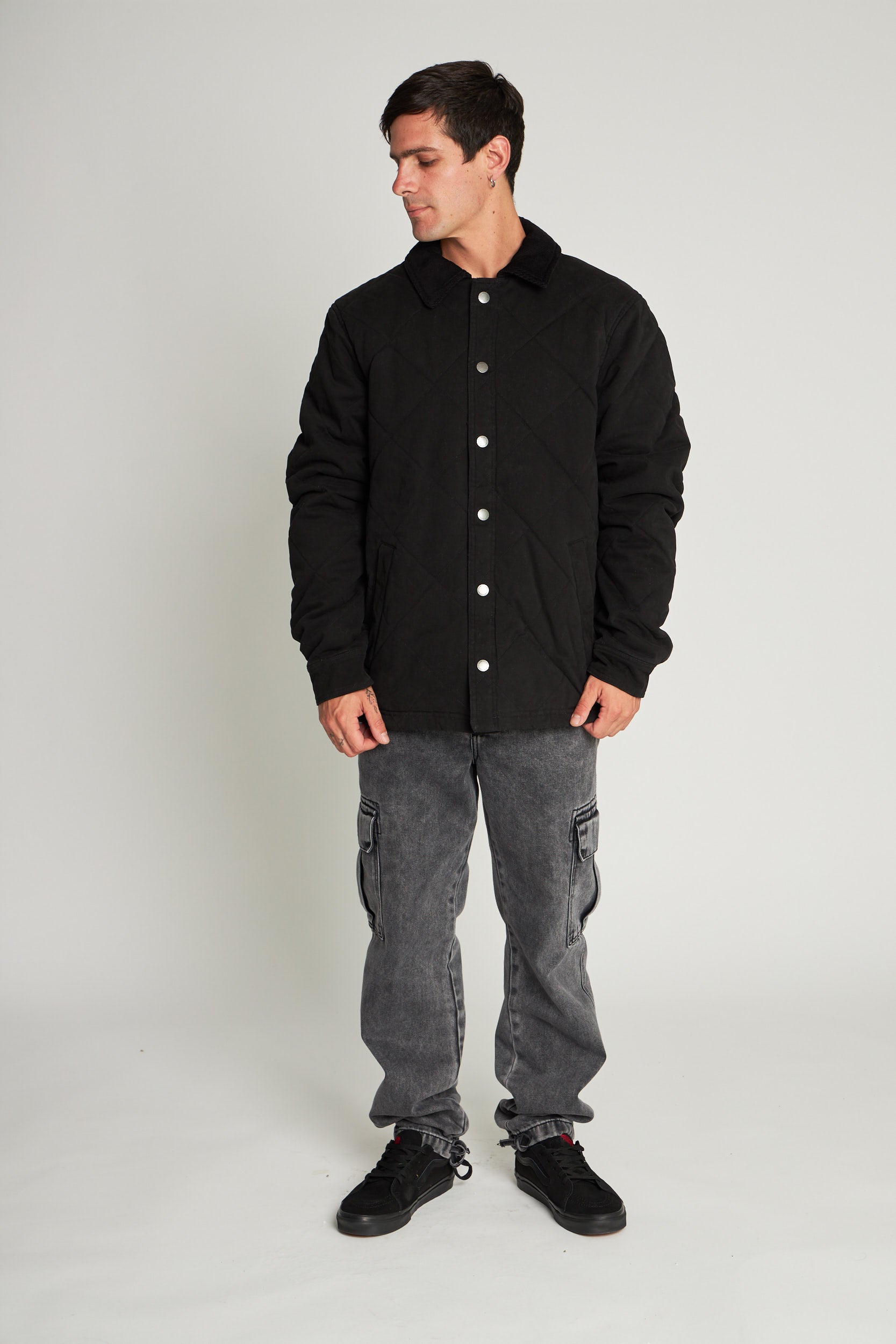 Chaqueta Negra Hombre Canvas Basket