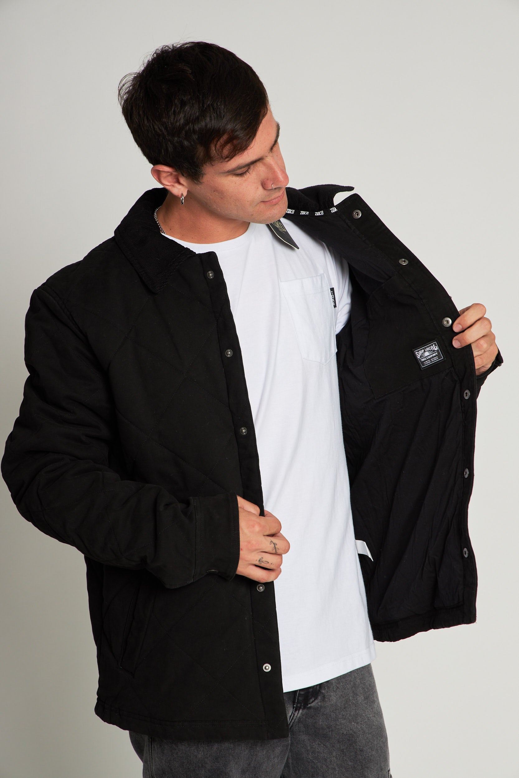 Chaqueta Negra Hombre Canvas Basket