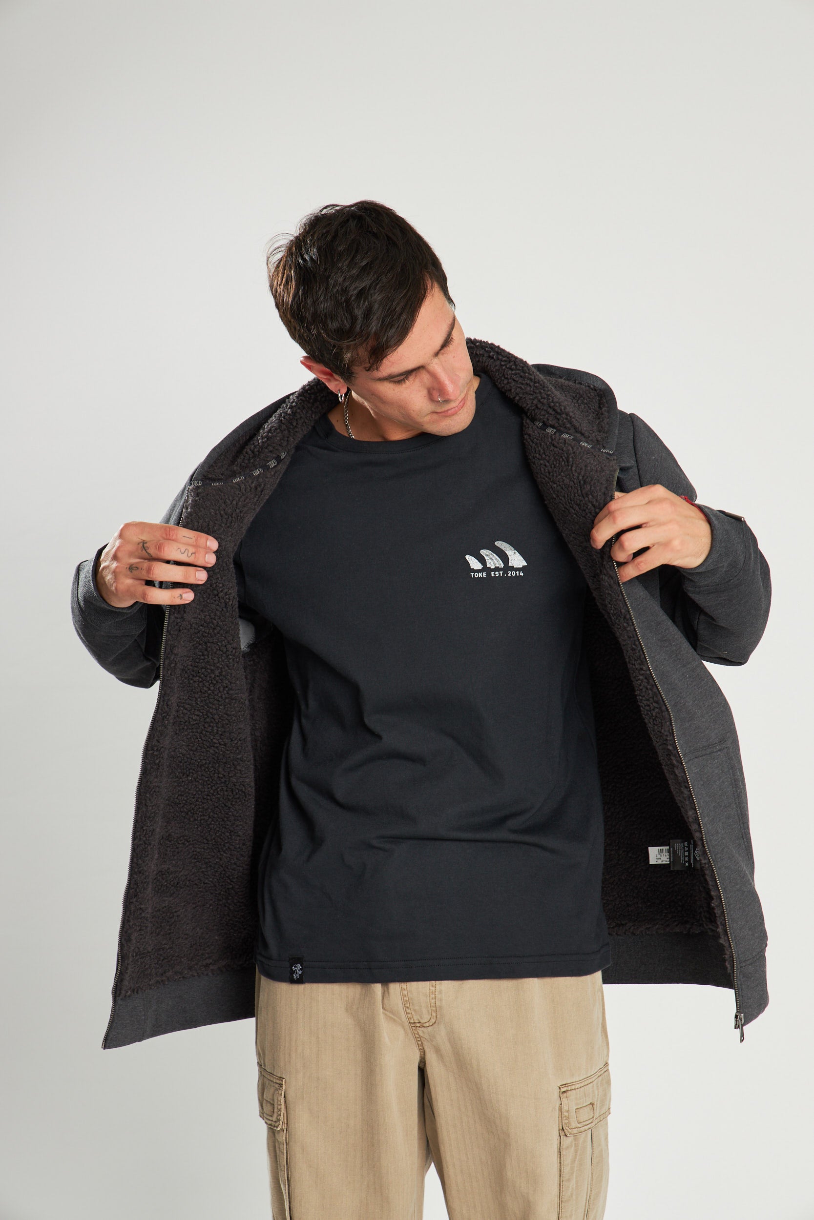 Poleron Negro Con Cierre Sherpa