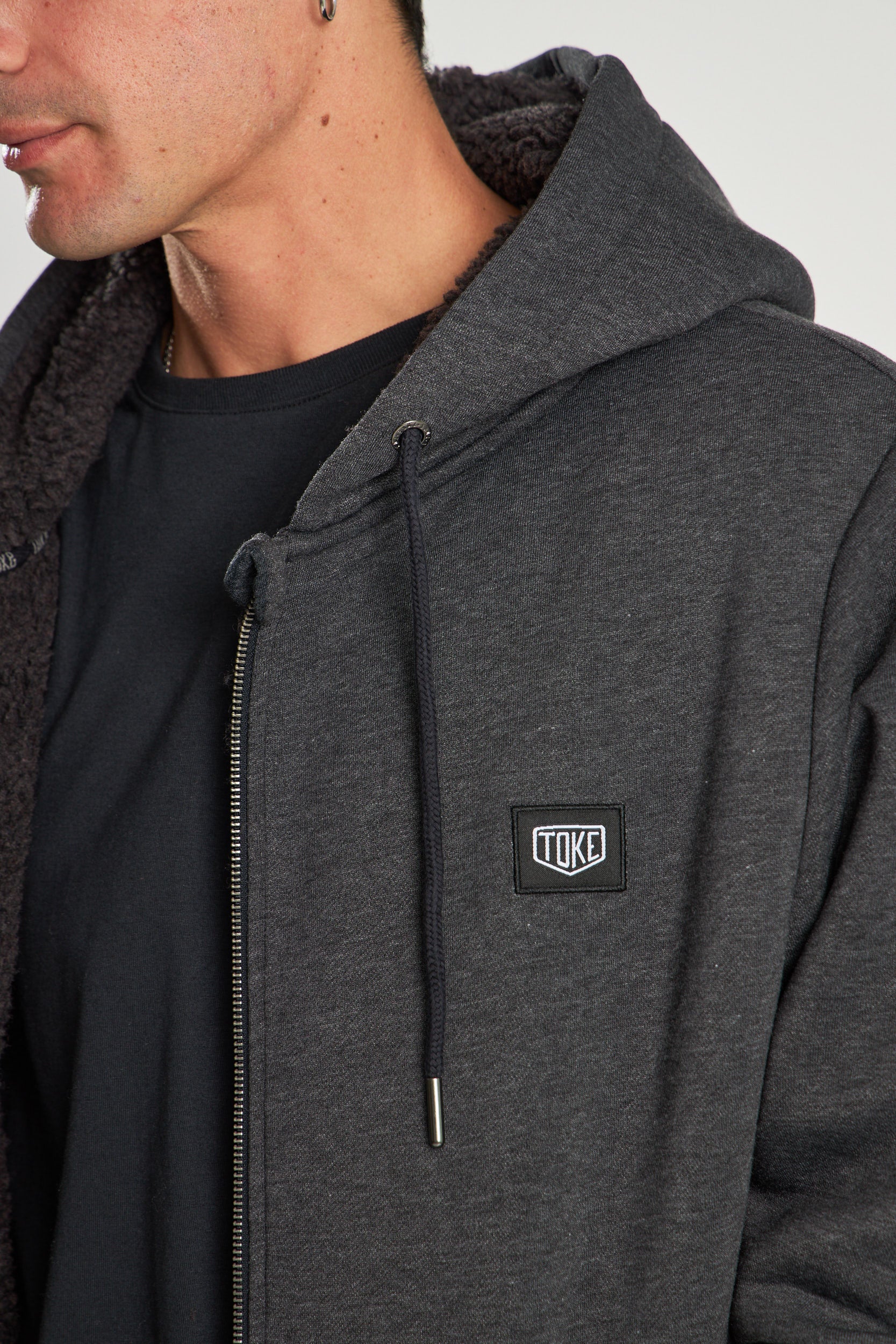 Poleron Negro Con Cierre Sherpa