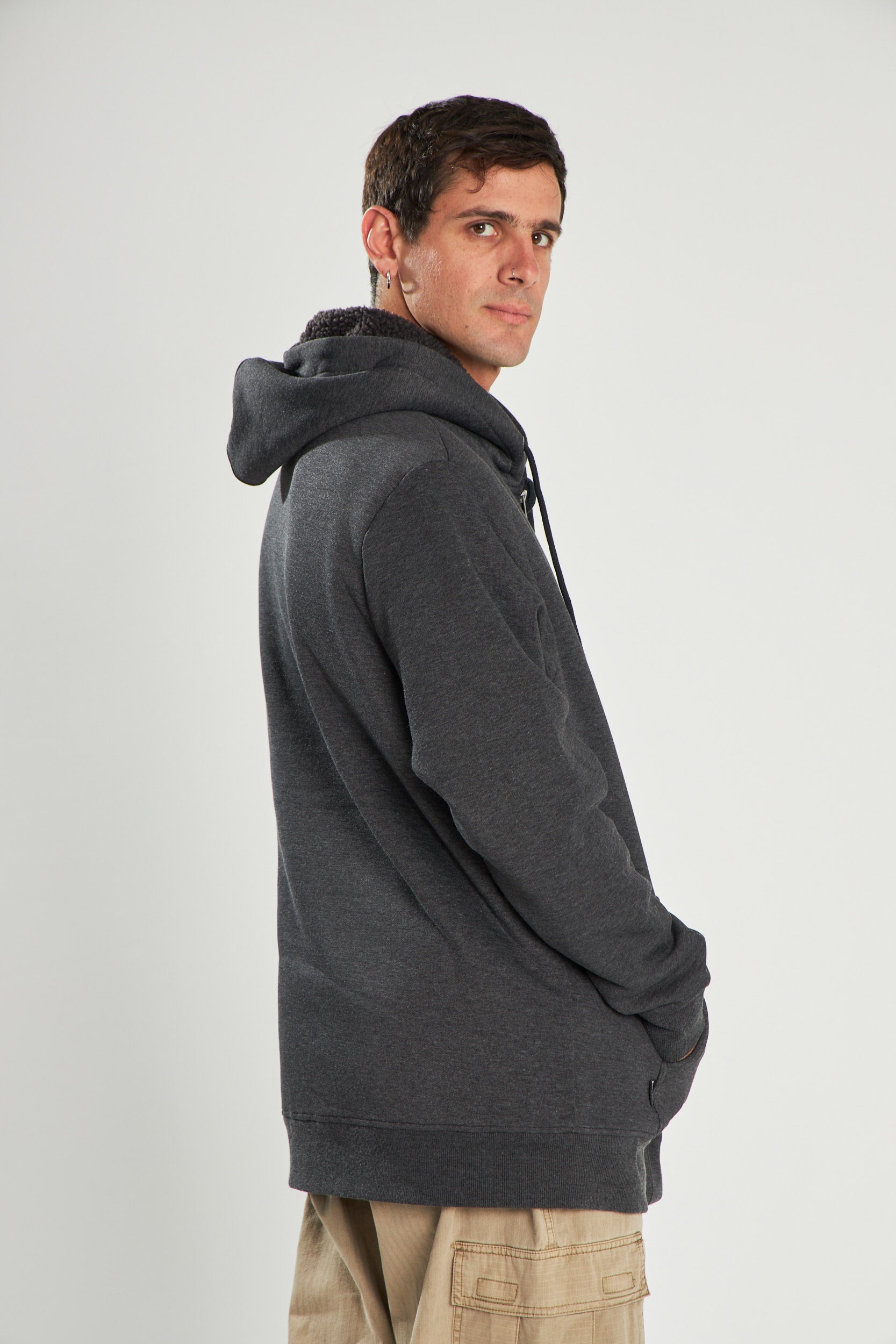 Poleron Negro Con Cierre Sherpa