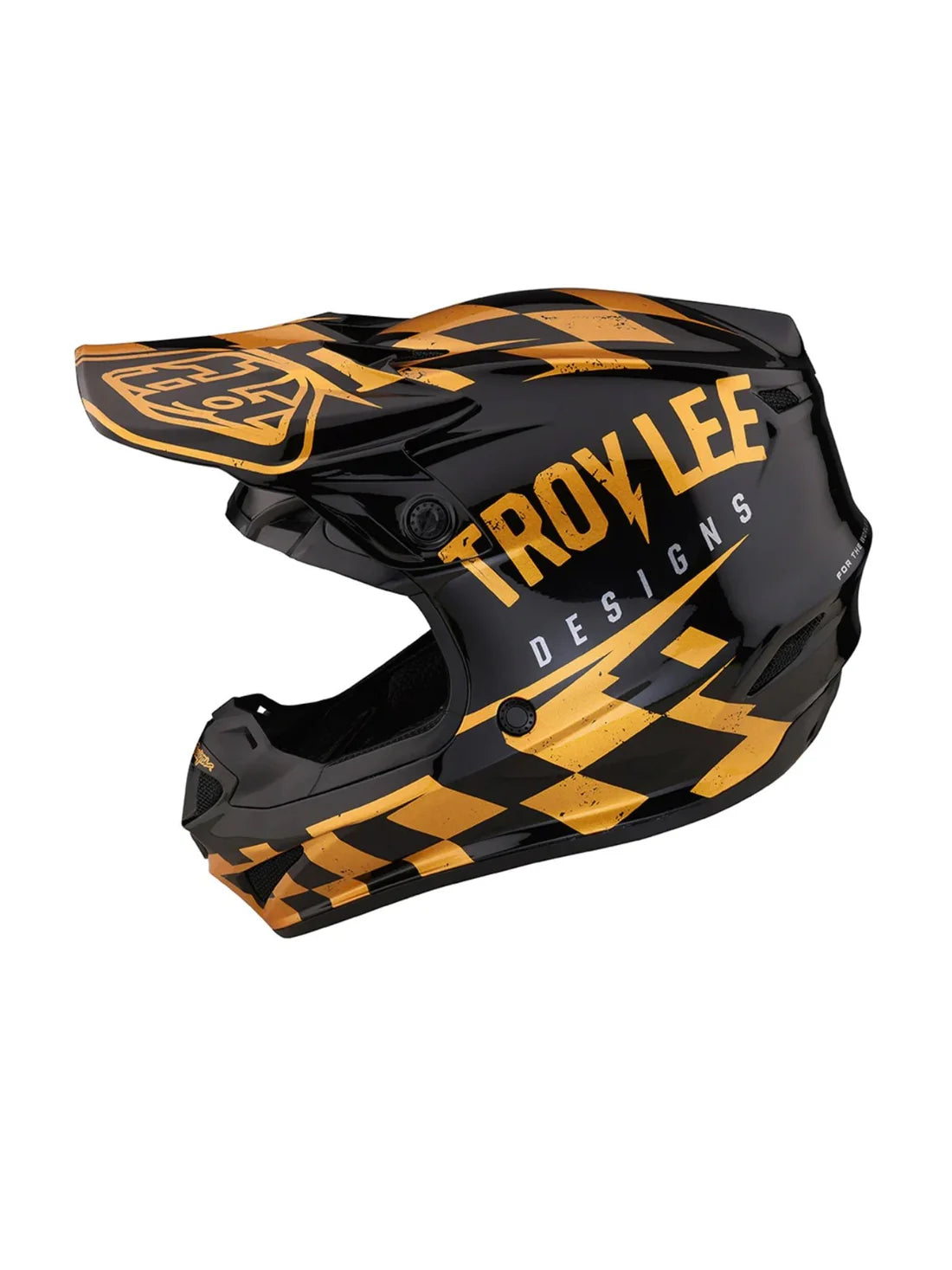 Troy Lee Designs Casco De Moto Para Niño SE4 Polyacrylite Race Shop Negro / Dorado