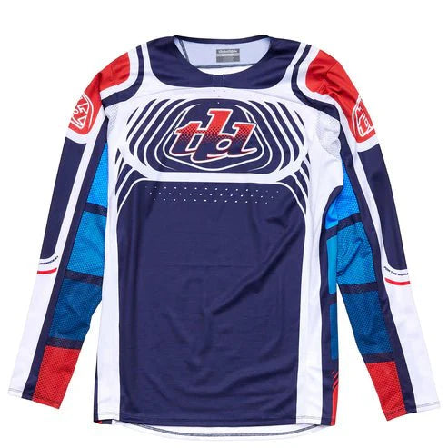 Troy Lee Designs Polera de Moto Se Pro Wavez Navy/Rojo