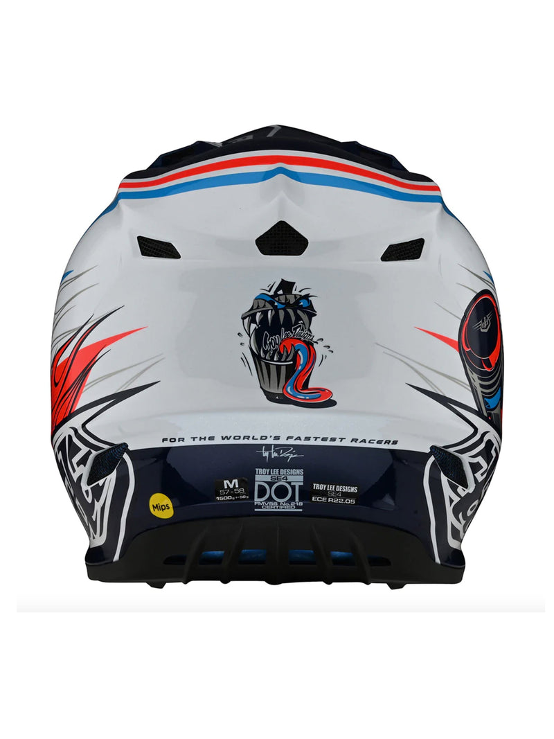 Troy Lee Designs Casco SE4 Polyacrylite Skooly Azul / Naranjo - Rideshop