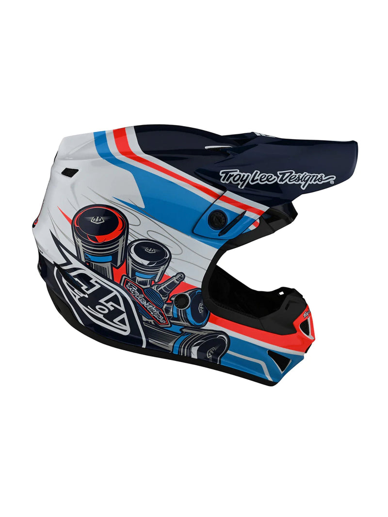 Troy Lee Designs Casco SE4 Polyacrylite Skooly Azul / Naranjo - Rideshop