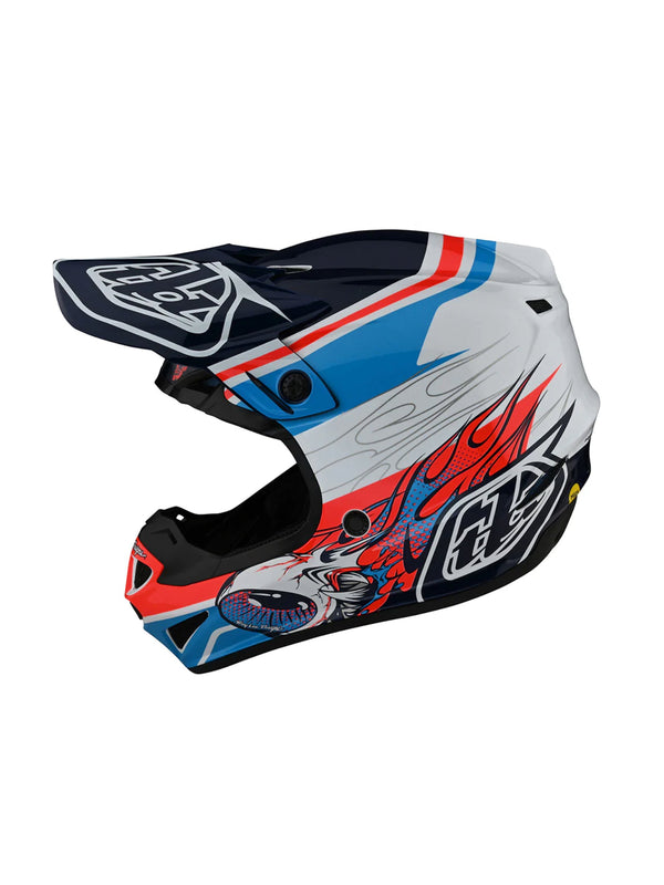 Troy Lee Designs Casco SE4 Polyacrylite Skooly Azul / Naranjo - Rideshop