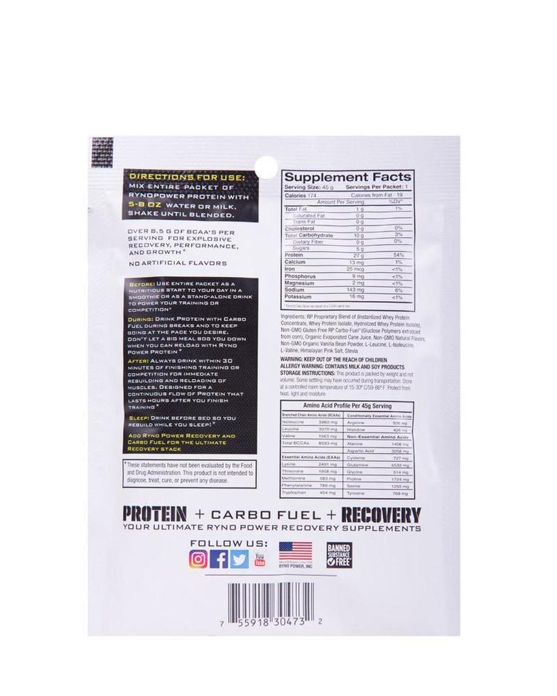 Suplemento de Proteína Vanilla Single Serving Ryno Power - Rideshop