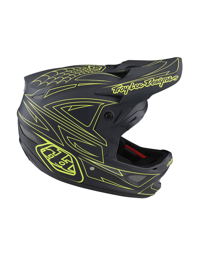 Troy Lee Designs Casco D3 Fiberlite SpiderStripe Gris Amarillo