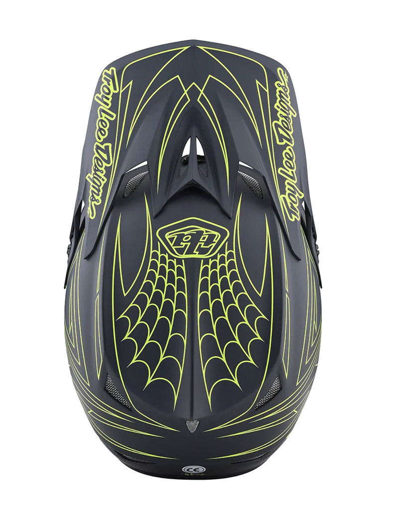 Troy Lee Designs Casco D3 Fiberlite SpiderStripe Gris Amarillo - Rideshop