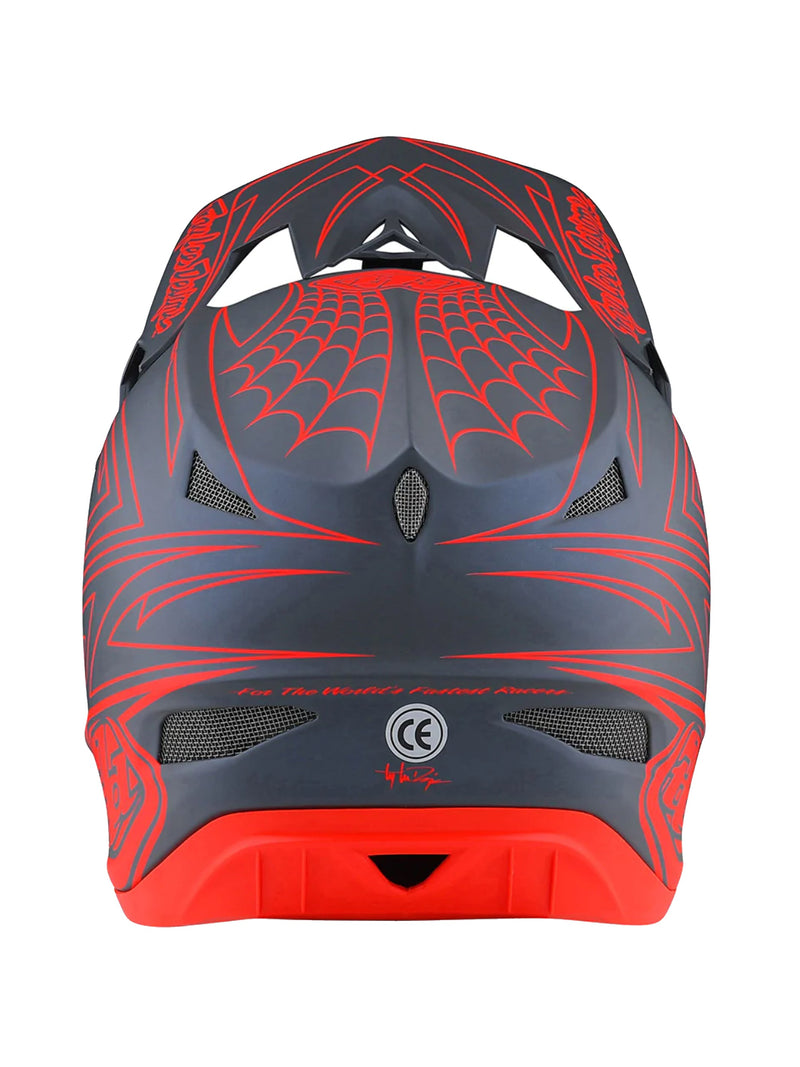 Troy Lee Designs Casco D3 Fiberlite SpiderStripe Gris Rojo - Rideshop