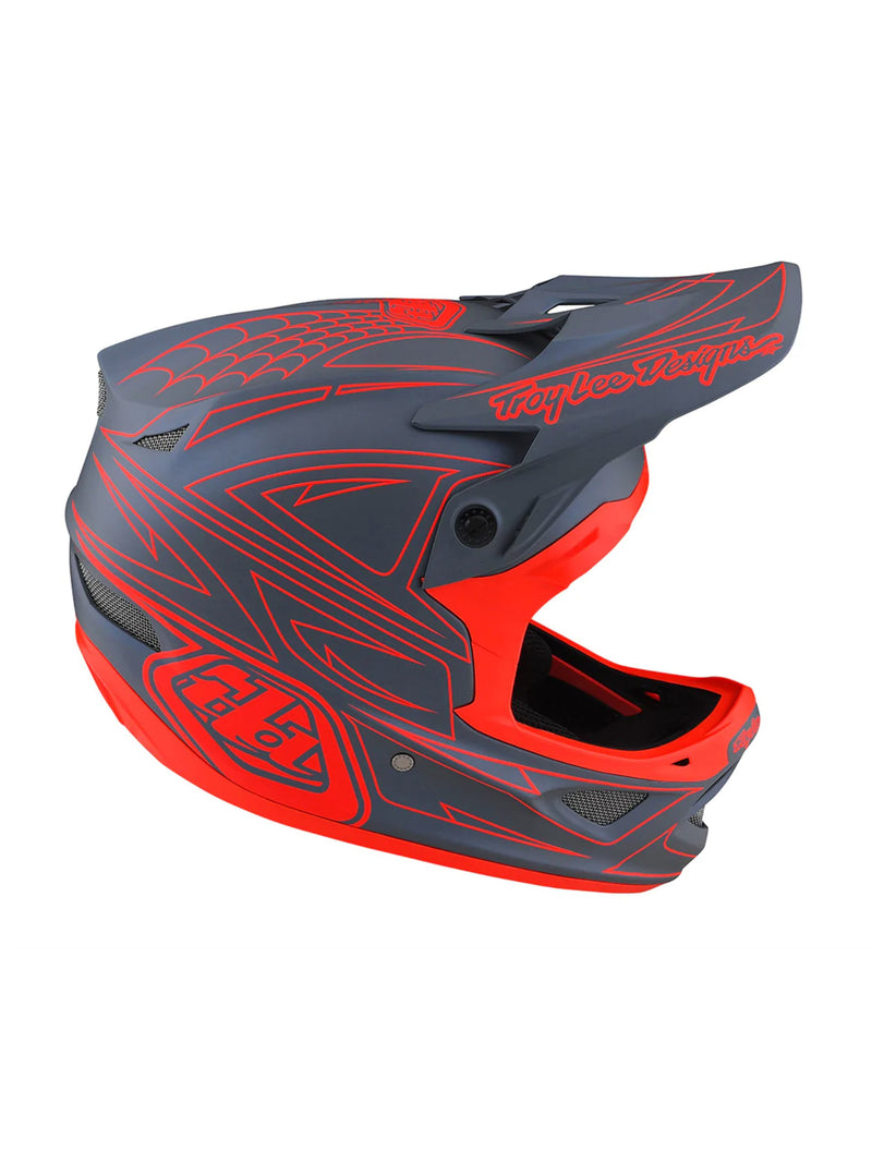 Troy Lee Designs Casco D3 Fiberlite SpiderStripe Gris Rojo - Rideshop