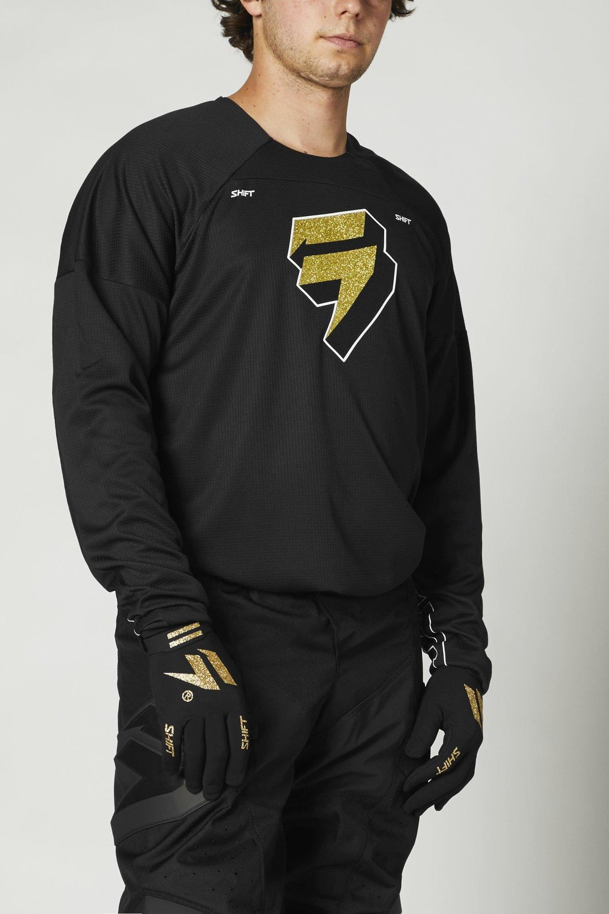 Polera Moto Whit3 Label Blak Negro/Dorado Shift - Rideshop