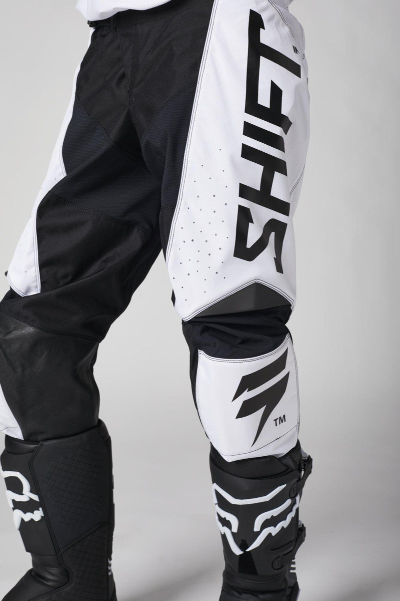 Pantalon Moto Whit3 Label Trac Blanco/Negro Shift - Rideshop