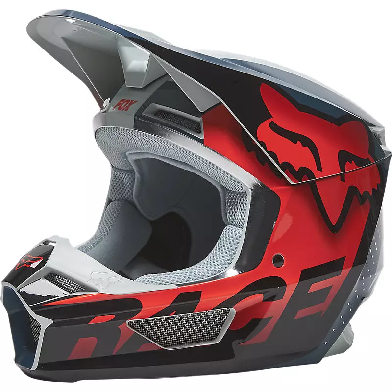 Casco Moto V1 Trice Gris/Naranjo Fox Racing - Rideshop