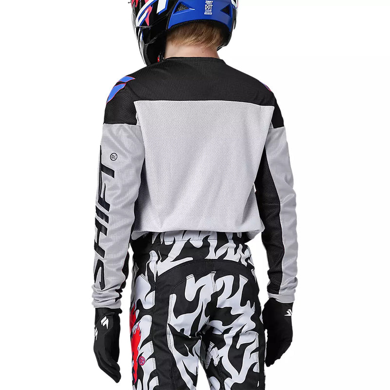 Shift Polera Moto Niño White Label Flank Negro/Rosado - Rideshop