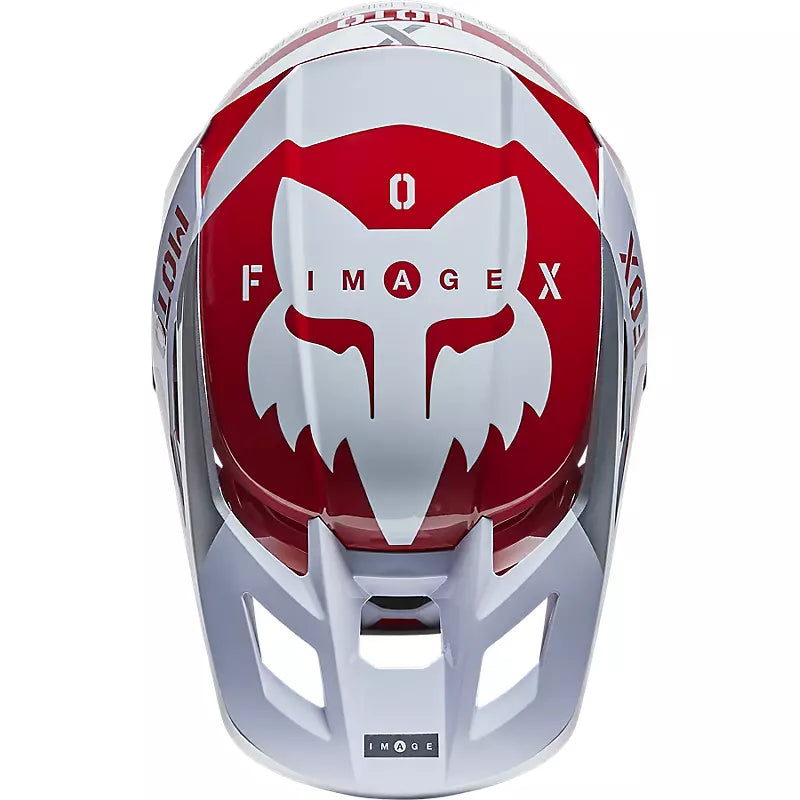 FOX Casco Moto V2 Nobyl Blanco/Rojo - Rideshop