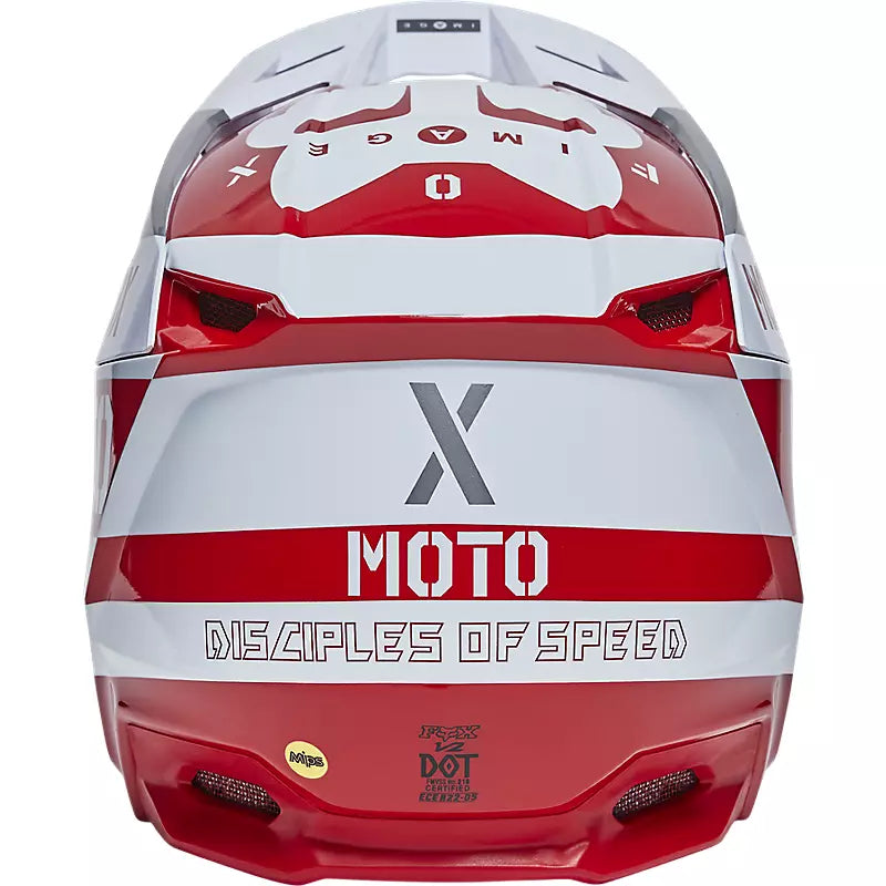 FOX Casco Moto V2 Nobyl Blanco/Rojo - Rideshop