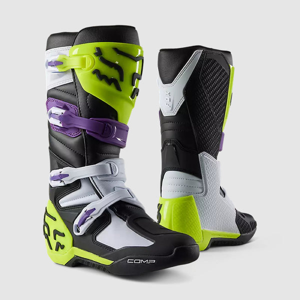 FOX Botas Moto Comp Negro/Verde/Blanco/Morado - Rideshop