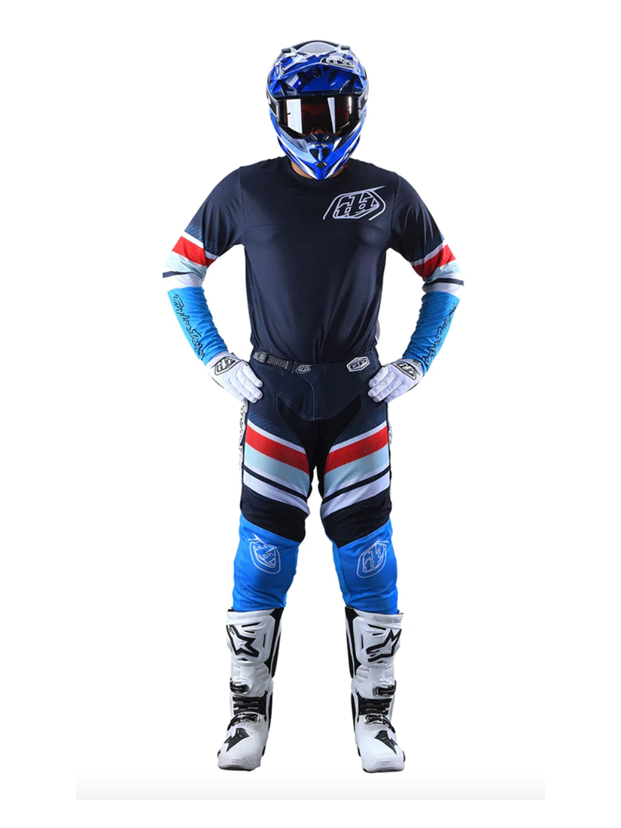 Troy Lee Designs Polera Gp Air Warped Azul Rojo - Rideshop
