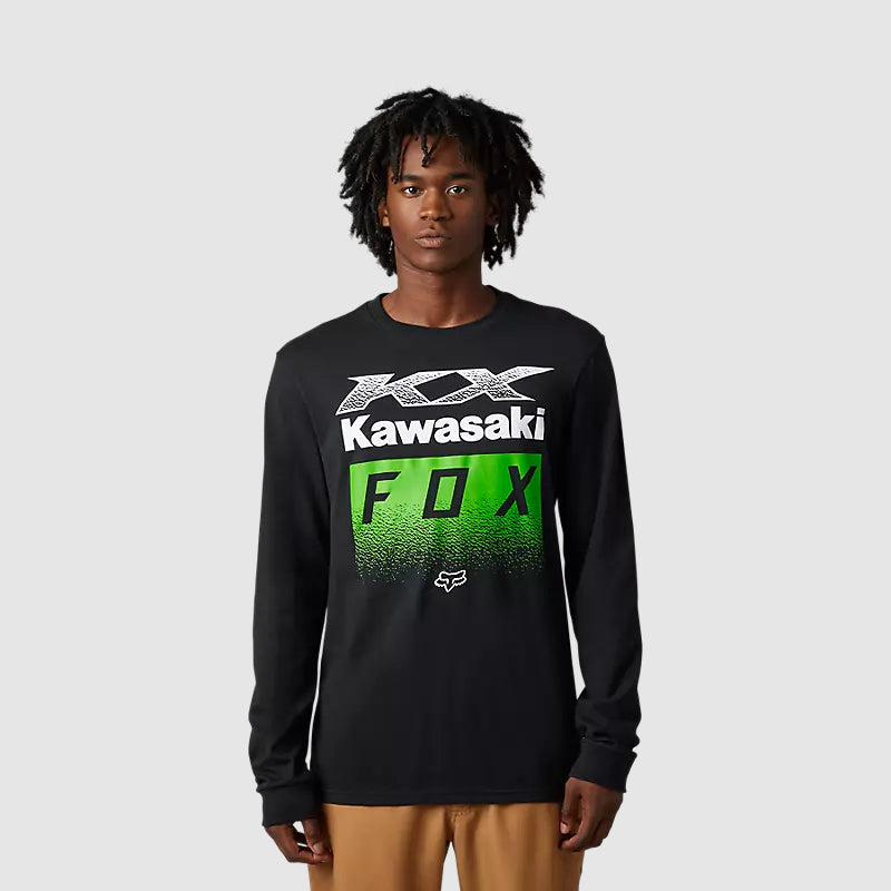 Polera Lifestyle Kawasaki Premium Manga Larga Negro Fox - Rideshop