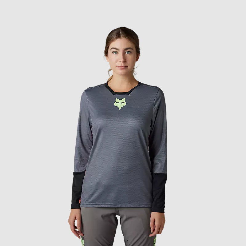 Polera Bicicleta Mujer Defend Race Manga Larga Gris Fox - Rideshop