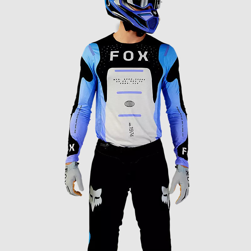 Polera Moto Flexair Magnetic Negro/Lavanda Fox - Rideshop