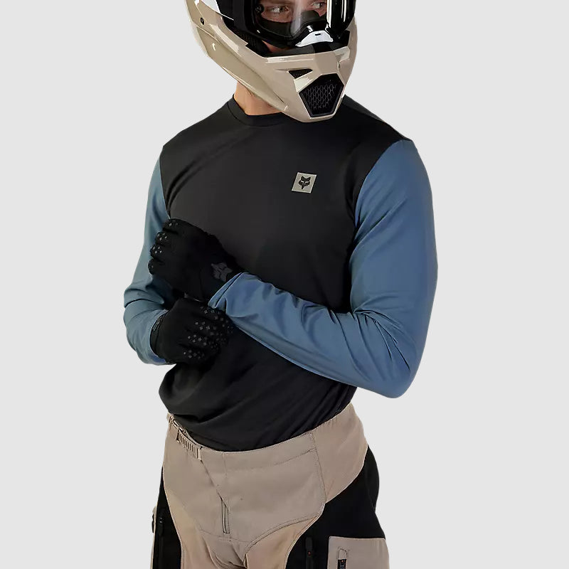 Polera Moto Ranger Off Road Manga Larga Negro/Azul Fox - Rideshop