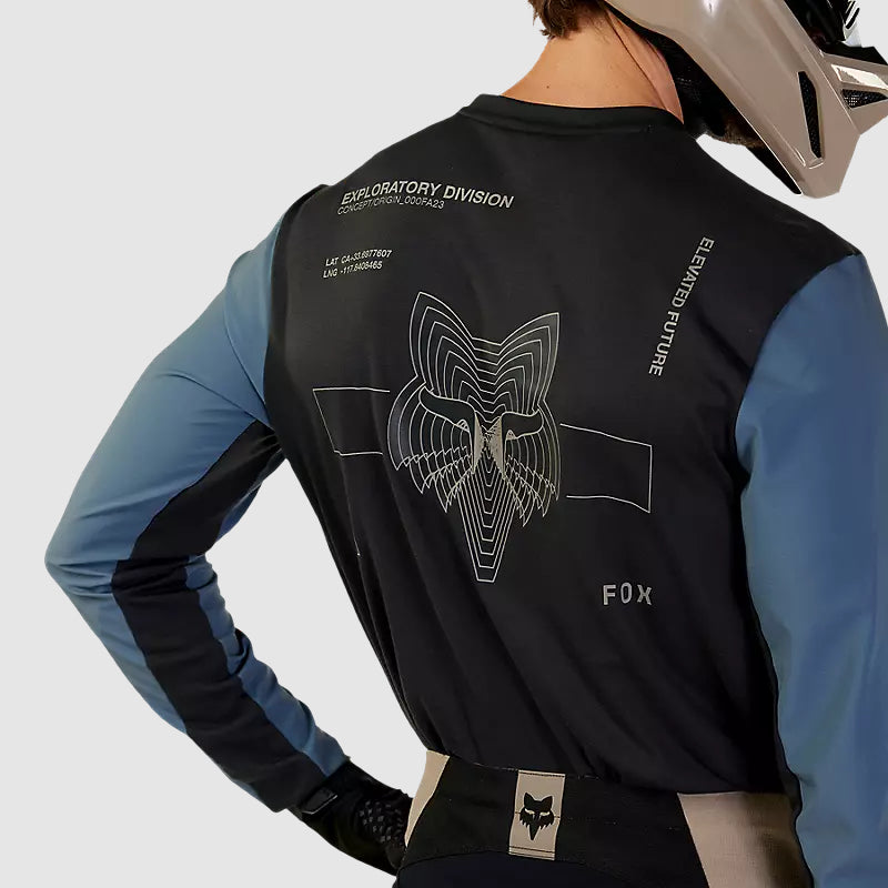 Polera Moto Ranger Off Road Manga Larga Negro/Azul Fox - Rideshop