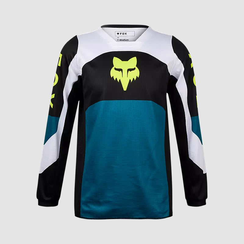 Polera Moto Niño 180 Nitro Azul Petroleo Fox - Rideshop