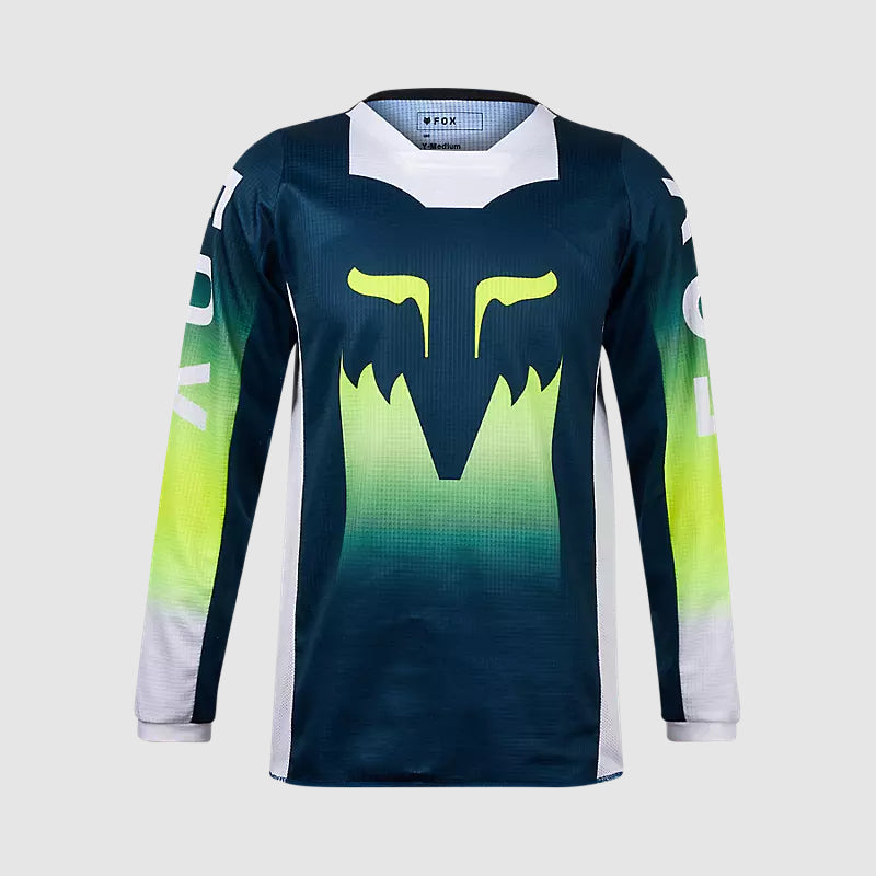 Polera Moto Niño 180 Flora Azul Petroleo Fox - Rideshop