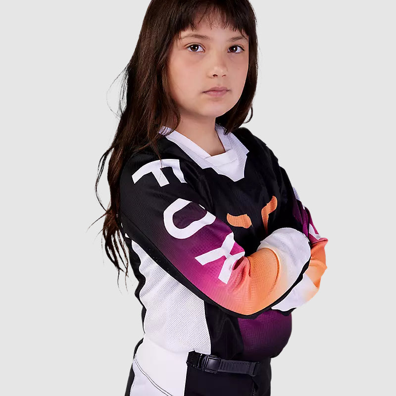 Polera Moto Niña 180 Flora Negro/Rosado Fox - Rideshop