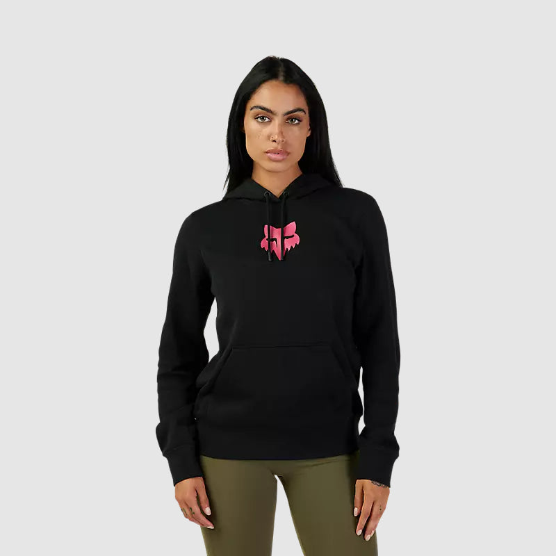 Poleron Lifestyle Mujer Canguro Fox Head Negro/Rosado Fox - Rideshop