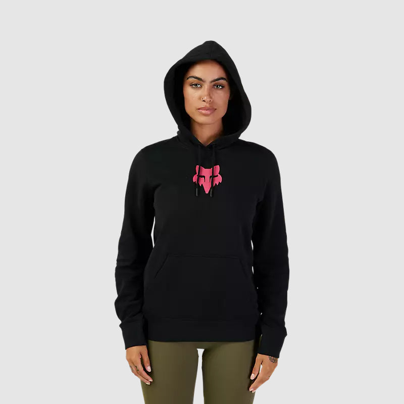 Poleron Lifestyle Mujer Canguro Fox Head Negro/Rosado Fox - Rideshop