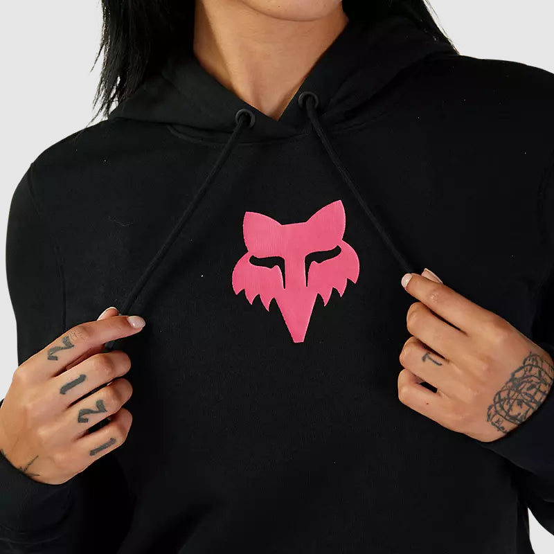 Poleron Lifestyle Mujer Canguro Fox Head Negro/Rosado Fox - Rideshop