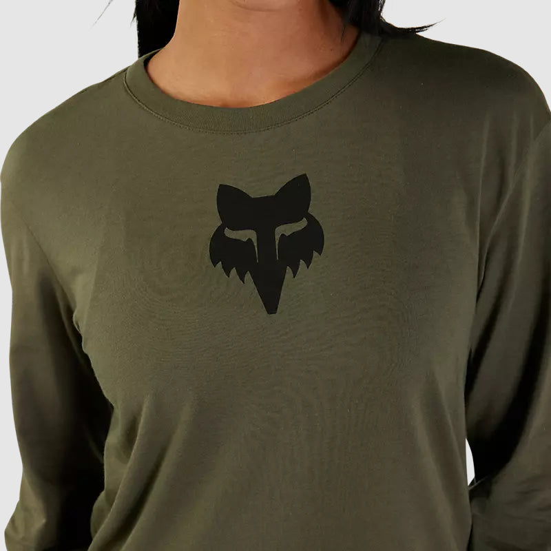 Polera Lifestyle Mujer Fox Head Manga Larga Verde Oliva Fox - Rideshop