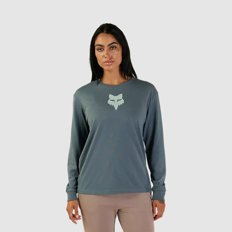 Polera Lifestyle Mujer Fox Head Manga Larga Azul Acero Fox - Rideshop