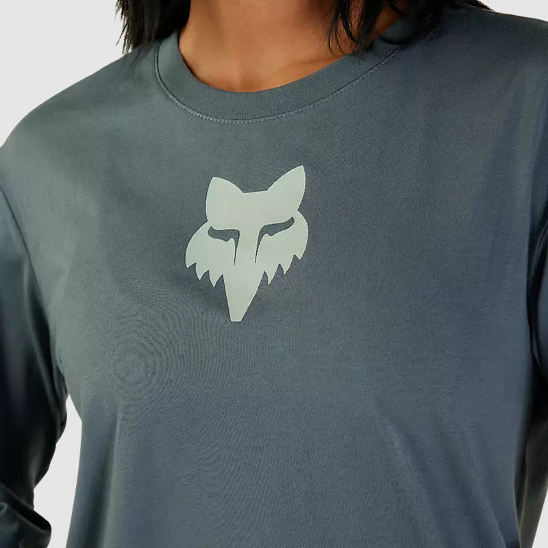 Polera Lifestyle Mujer Fox Head Manga Larga Azul Acero Fox - Rideshop