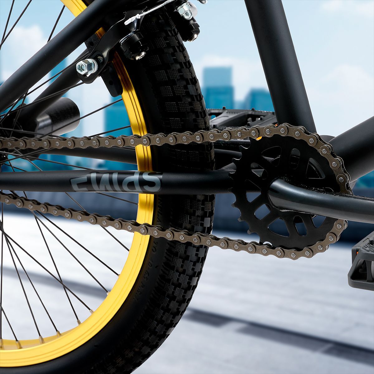 Oxford Bicicleta Infantil Spine Aro 20 Negro/Amarillo - Rideshop