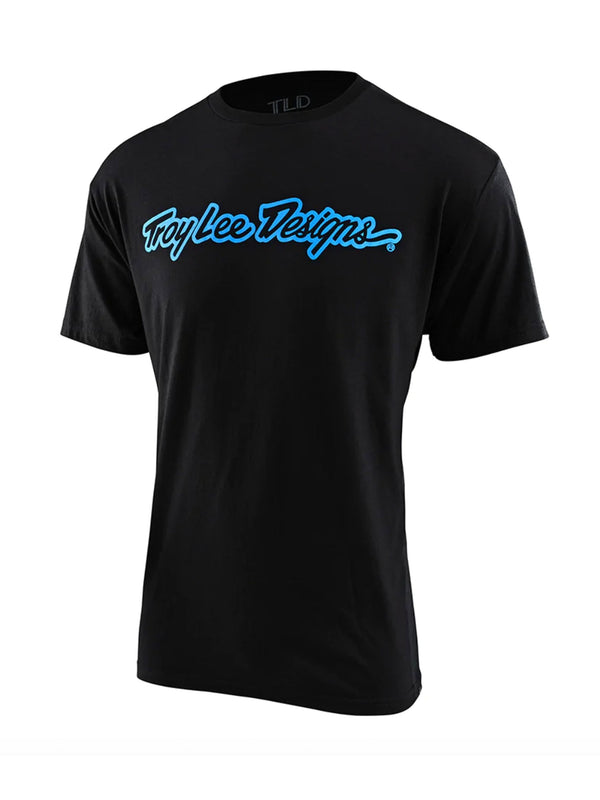 Troy Lee Designs Polera Signature Manga Corta Negro / Azul - Rideshop