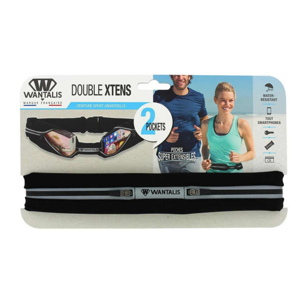 Wantalis Cinturón de Running 2 Bolsillo Negro / Gris - Rideshop