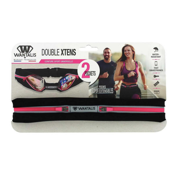 Wantalis Cinturón de Running 2 Bolsillo Negro / Fucsia - Rideshop