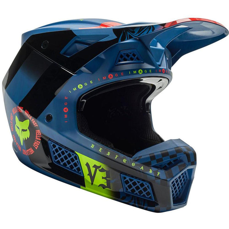 Casco Moto V3 Mawlr Ece Azul Fox Racing - Rideshop