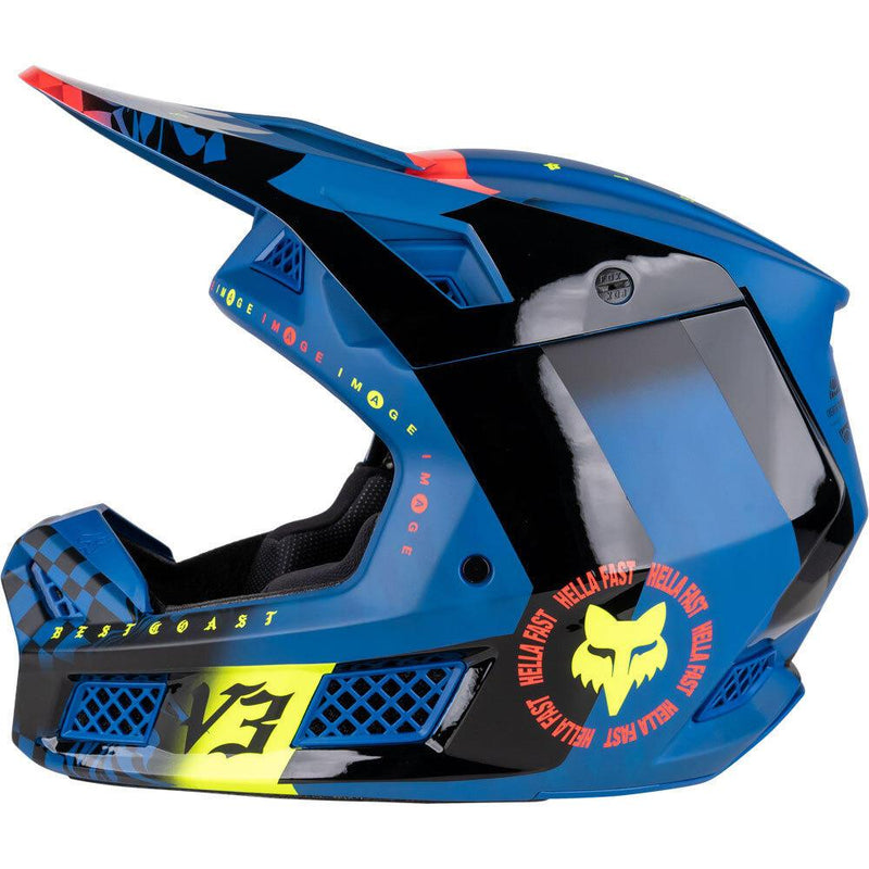 Casco Moto V3 Mawlr Ece Azul Fox Racing - Rideshop