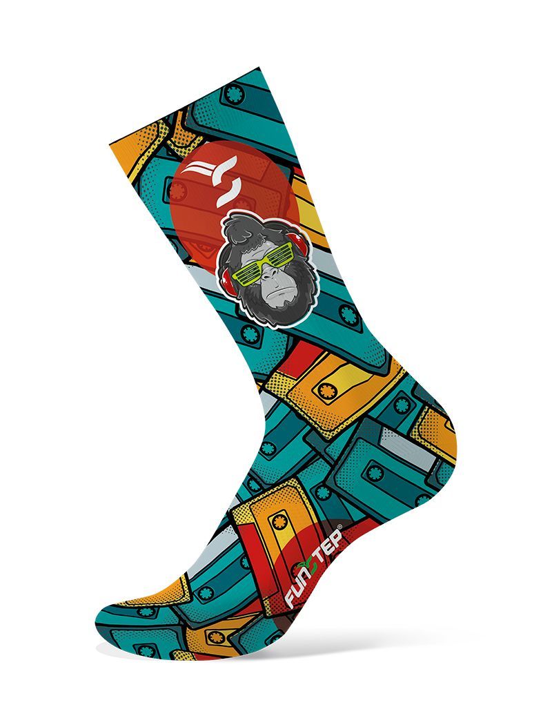 Calcetines Ciclismo Dibujos Naranja/Verde Funstep - Rideshop